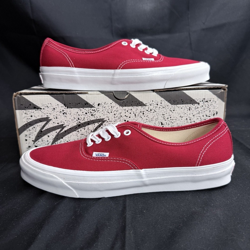 VANS OG Authentic LX Mens Size 11.5 Canvas Red True White Sneakers